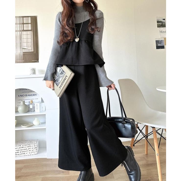 1枚で華奢見え華やか◎ダブルストラップペプラムサロペット | Classical Elf  | 詳細画像1 