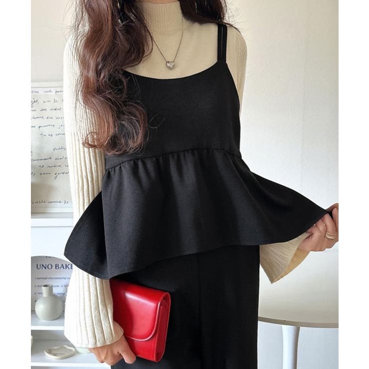 1枚で華奢見え華やか◎ダブルストラップペプラムサロペット | Classical Elf  | 詳細画像3 