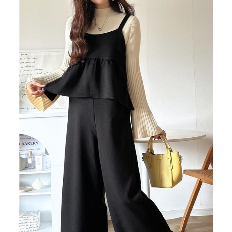 1枚で華奢見え華やか◎ダブルストラップペプラムサロペット | Classical Elf  | 詳細画像4 