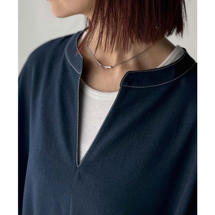 ぽわんとあざとく。ウエストリボン使い配色ステッチキーネックワンピース（長袖） | Classical Elf  | 詳細画像28 