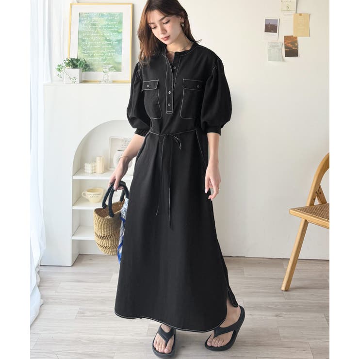 【防シワ機能付き】主役級！さらりと着られるシンプル派のためのノーカラー袖ボリュー… | Classical Elf  | 詳細画像2 