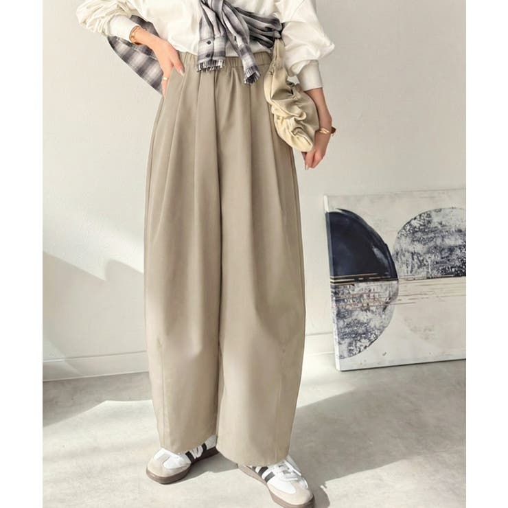 グレージュ | ゆるく、美しく、すらり整う。ボリュームギャザーイージータックパンツ(ウエストゴム… | Classical Elf 