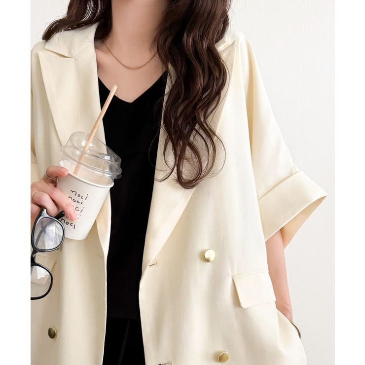 アイボリー | きちんと感も、抜け感も。夏に着られるテーラード。ショートスリーブオーバーサイズジ… | Classical Elf 