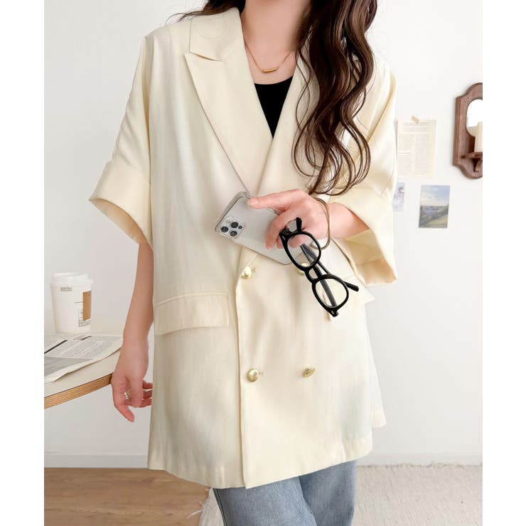 きちんと感も、抜け感も。夏に着られるテーラード。ショートスリーブオーバーサイズジ… | Classical Elf  | 詳細画像6 