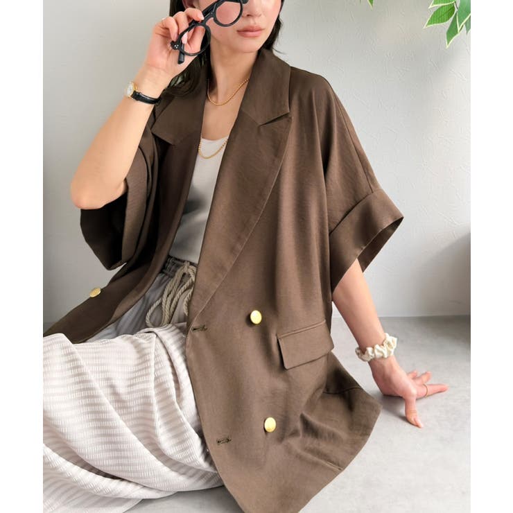 ブラウン | きちんと感も、抜け感も。夏に着られるテーラード。ショートスリーブオーバーサイズジ… | Classical Elf 