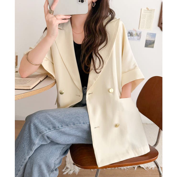 きちんと感も、抜け感も。夏に着られるテーラード。ショートスリーブオーバーサイズジ… | Classical Elf  | 詳細画像2 