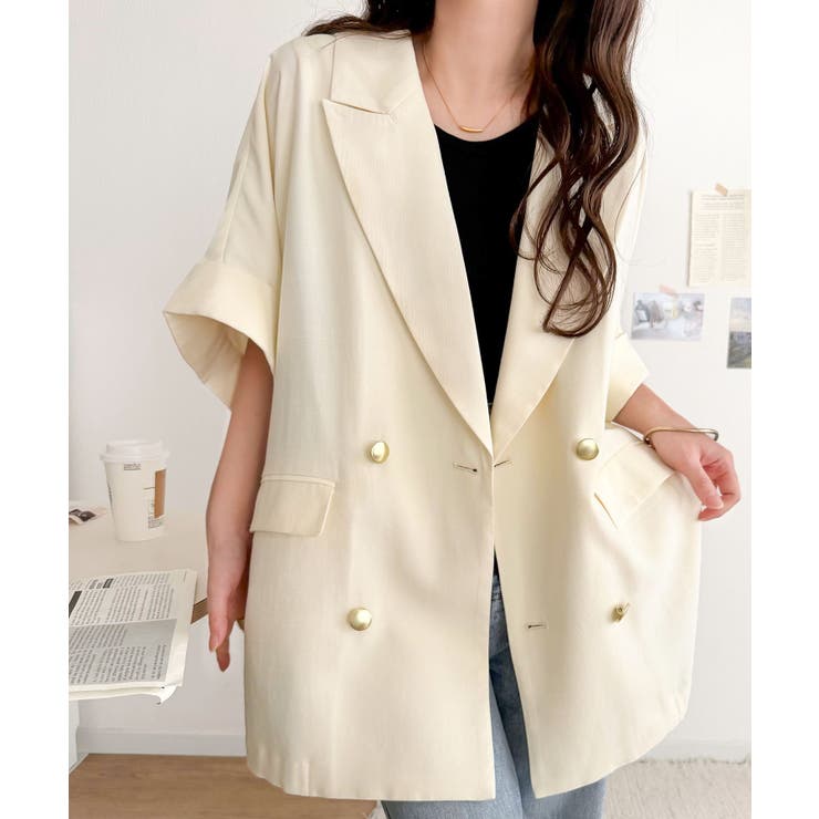 きちんと感も、抜け感も。夏に着られるテーラード。ショートスリーブオーバーサイズジ… | Classical Elf  | 詳細画像3 