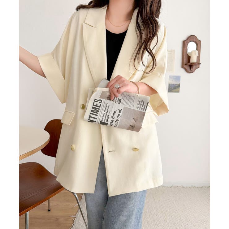 きちんと感も、抜け感も。夏に着られるテーラード。ショートスリーブオーバーサイズジ… | Classical Elf  | 詳細画像4 