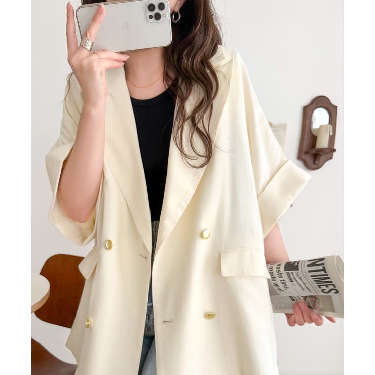 きちんと感も、抜け感も。夏に着られるテーラード。ショートスリーブオーバーサイズジ… | Classical Elf  | 詳細画像5 