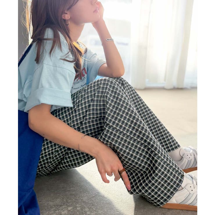 履くだけでお洒落見え。涼しげ素材で魅せる。サッカーチェックタックワイドパンツ | Classical Elf  | 詳細画像27 