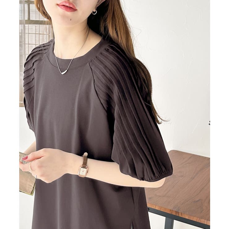 カジュアルな中にも上品さを。綿100% 袖山タックラグラン半袖Tシャツ | Classical Elf  | 詳細画像14 