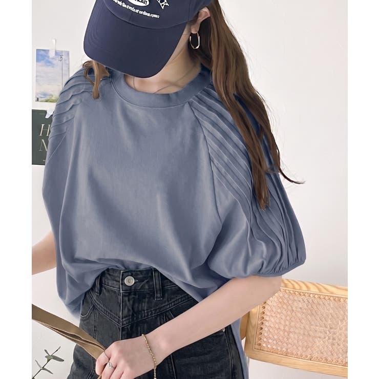 カジュアルな中にも上品さを。綿100% 袖山タックラグラン半袖Tシャツ | Classical Elf  | 詳細画像22 