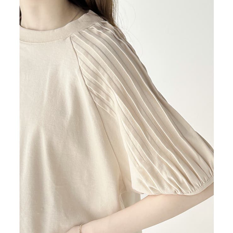 カジュアルな中にも上品さを。綿100% 袖山タックラグラン半袖Tシャツ | Classical Elf  | 詳細画像24 