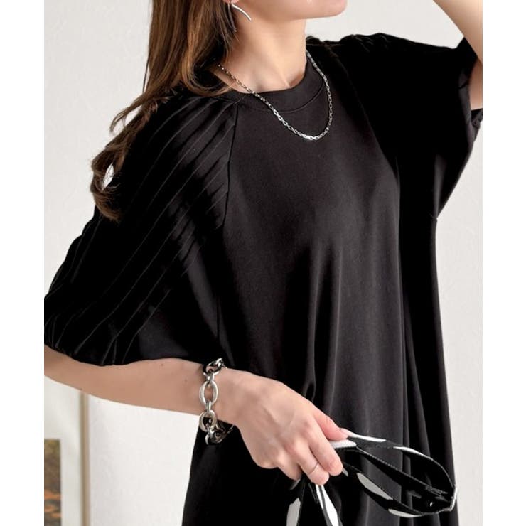 綿100% さらりと上品にきまる。袖タックラグラン半袖ワンピース（ロング丈） | Classical Elf  | 詳細画像13 