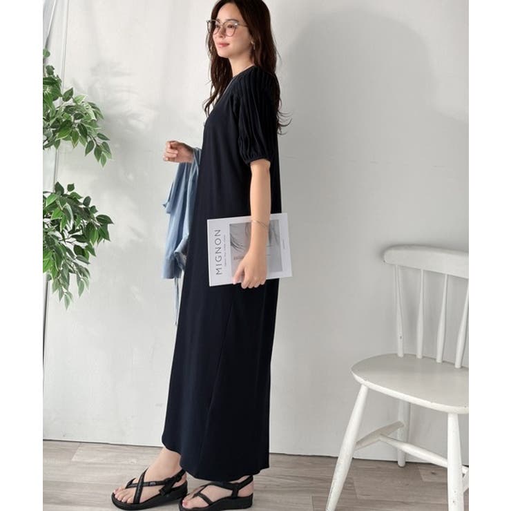 綿100% さらりと上品にきまる。袖タックラグラン半袖ワンピース（ロング丈） | Classical Elf  | 詳細画像22 