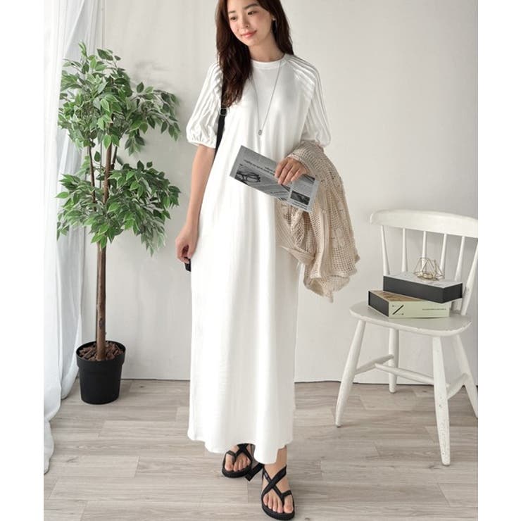 綿100% さらりと上品にきまる。袖タックラグラン半袖ワンピース（ロング丈） | Classical Elf  | 詳細画像2 