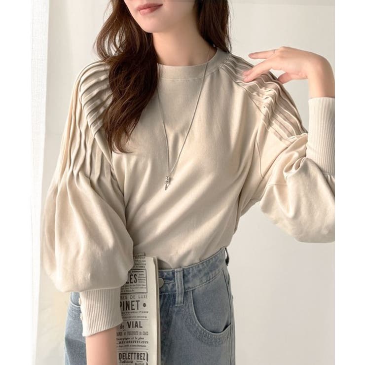 カジュアルな中にも上品さを。綿100%袖山タックラグラン長袖Tシャツ | Classical Elf  | 詳細画像6 