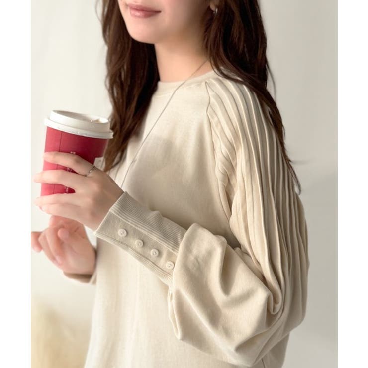 カジュアルな中にも上品さを。綿100%袖山タックラグラン長袖Tシャツ | Classical Elf  | 詳細画像8 