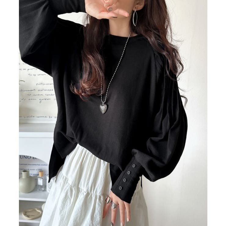 カジュアルな中にも上品さを。綿100%袖山タックラグラン長袖Tシャツ | Classical Elf  | 詳細画像18 