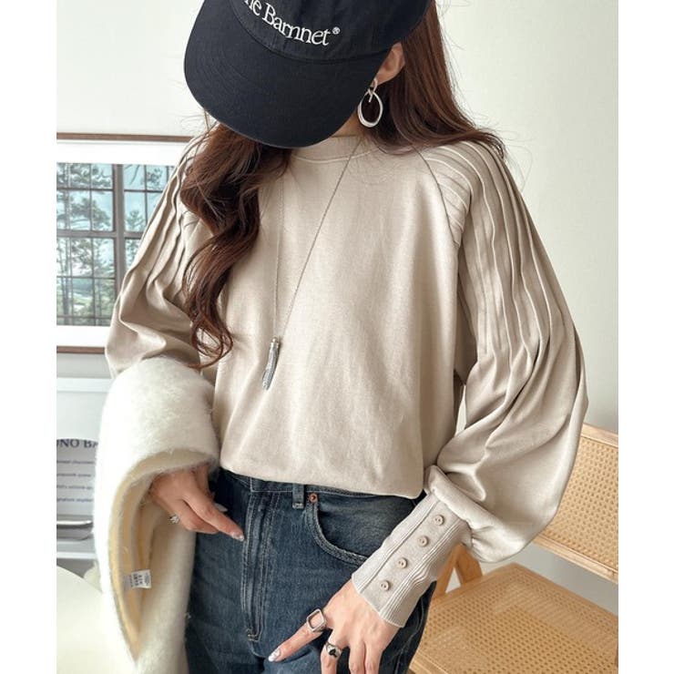 カジュアルな中にも上品さを。綿100%袖山タックラグラン長袖Tシャツ | Classical Elf  | 詳細画像25 