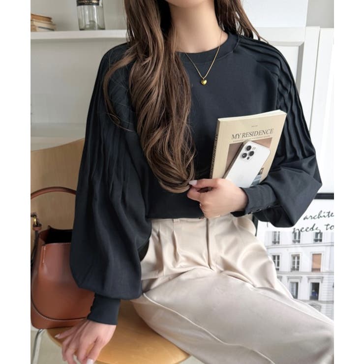 カジュアルな中にも上品さを。綿100%袖山タックラグラン長袖Tシャツ | Classical Elf  | 詳細画像39 