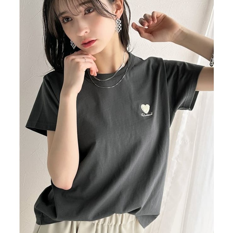トレンドをまとう。綿100％シルケット風ハート胸サガラ刺繍Tシャツ（半袖） | Classical Elf  | 詳細画像8 