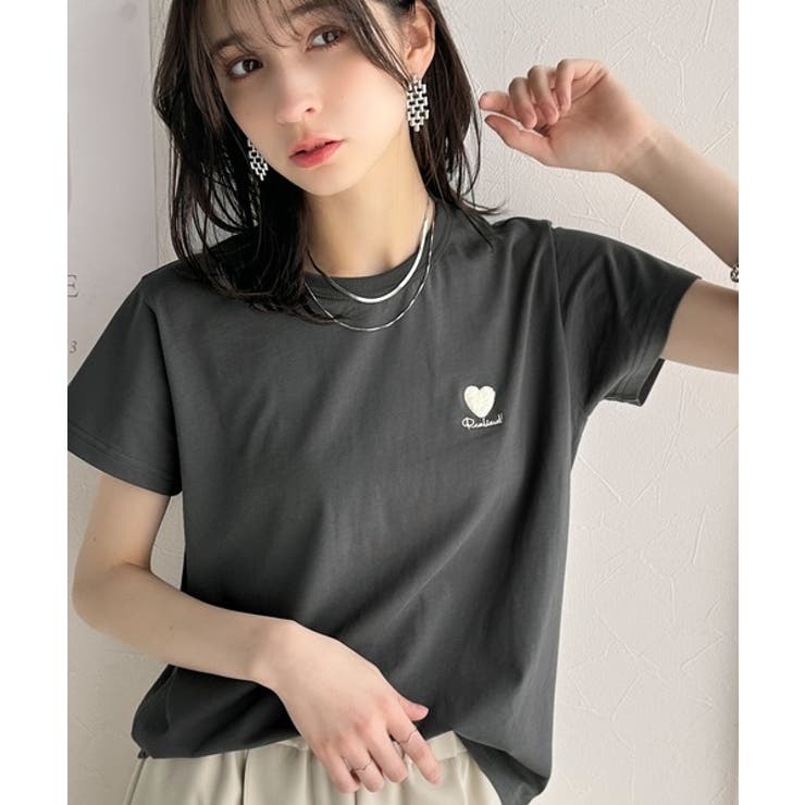 トレンドをまとう。綿100％シルケット風ハート胸サガラ刺繍Tシャツ（半袖） | Classical Elf  | 詳細画像10 