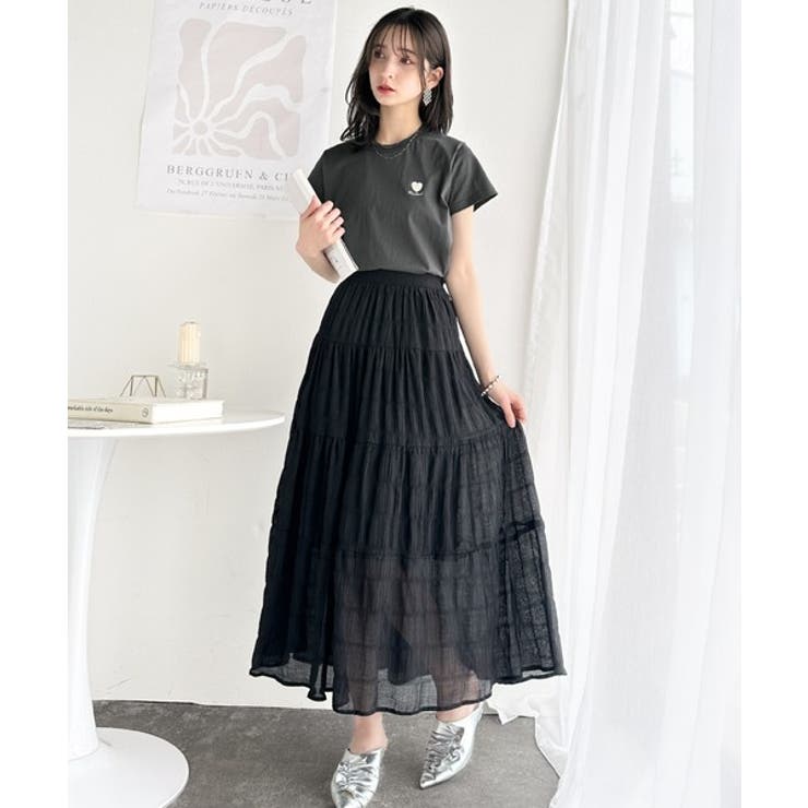 トレンドをまとう。綿100％シルケット風ハート胸サガラ刺繍Tシャツ（半袖） | Classical Elf  | 詳細画像17 