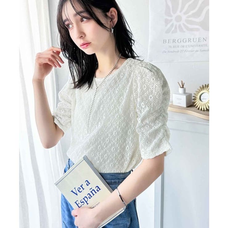 着るだけで華やかに。ふくれジャガード袖タックギャザープルオーバー（半袖） | Classical Elf  | 詳細画像10 