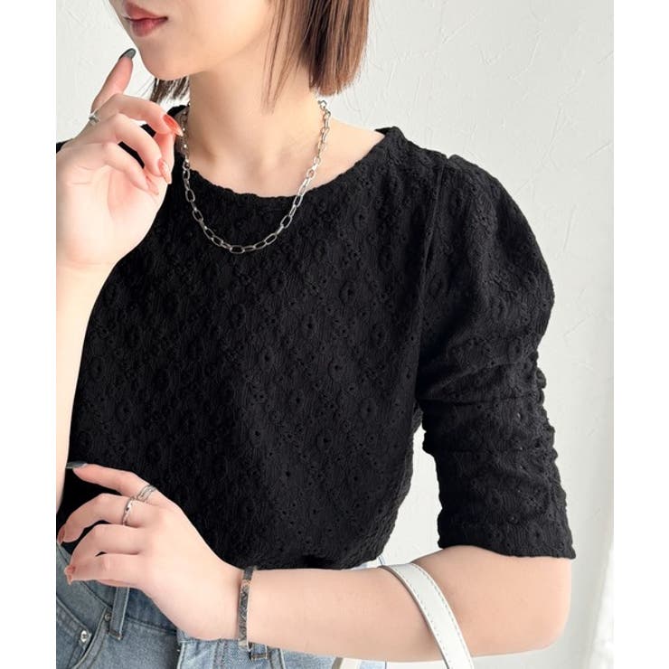 着るだけで華やかに。ふくれジャガード袖タックギャザープルオーバー（半袖） | Classical Elf  | 詳細画像18 