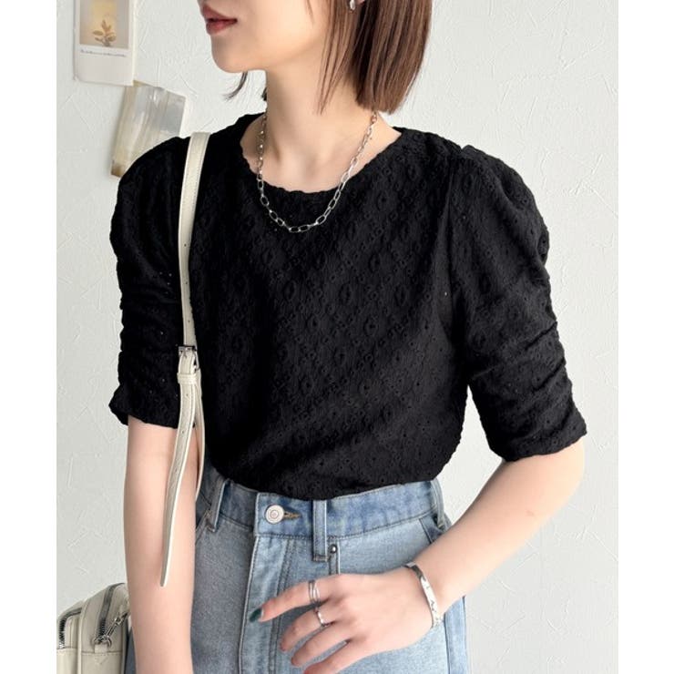 着るだけで華やかに。ふくれジャガード袖タックギャザープルオーバー（半袖） | Classical Elf  | 詳細画像20 