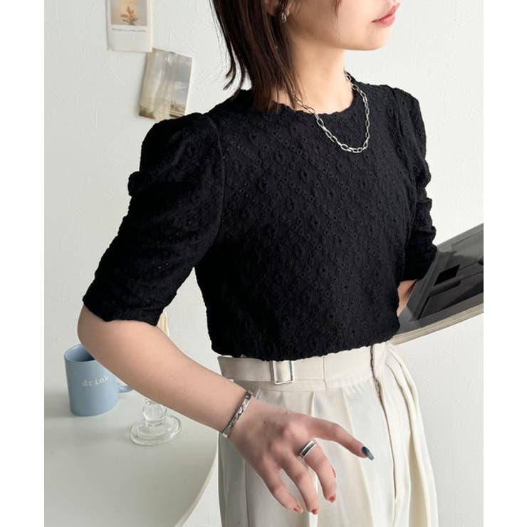 着るだけで華やかに。ふくれジャガード袖タックギャザープルオーバー（半袖） | Classical Elf  | 詳細画像22 