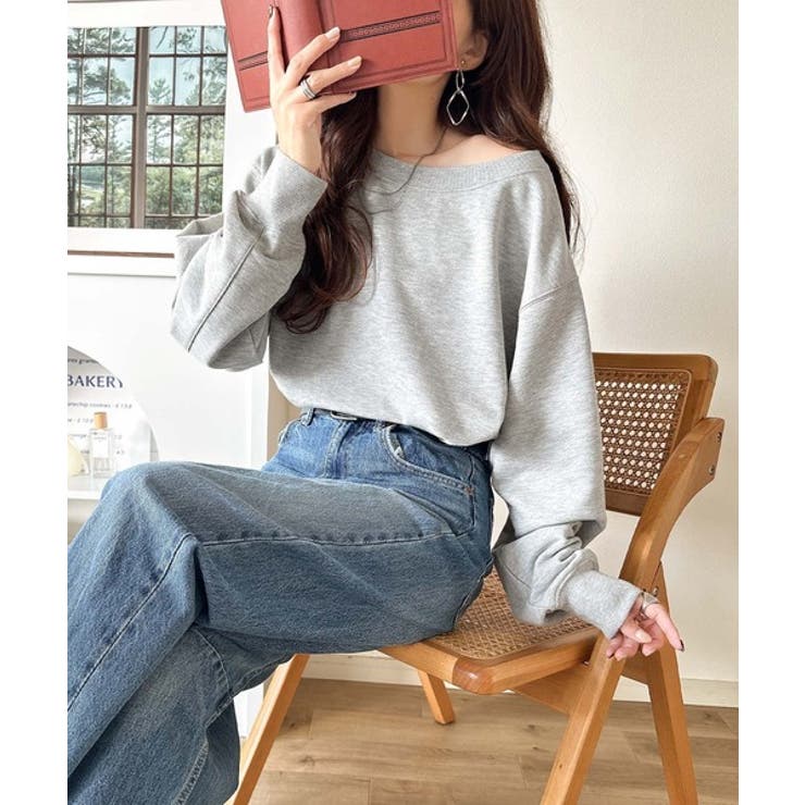 こなれた主役級の存在感♪袖ハート＆手書き風ロゴ刺繍裏毛オフショルオーバーサイズス… | Classical Elf  | 詳細画像13 