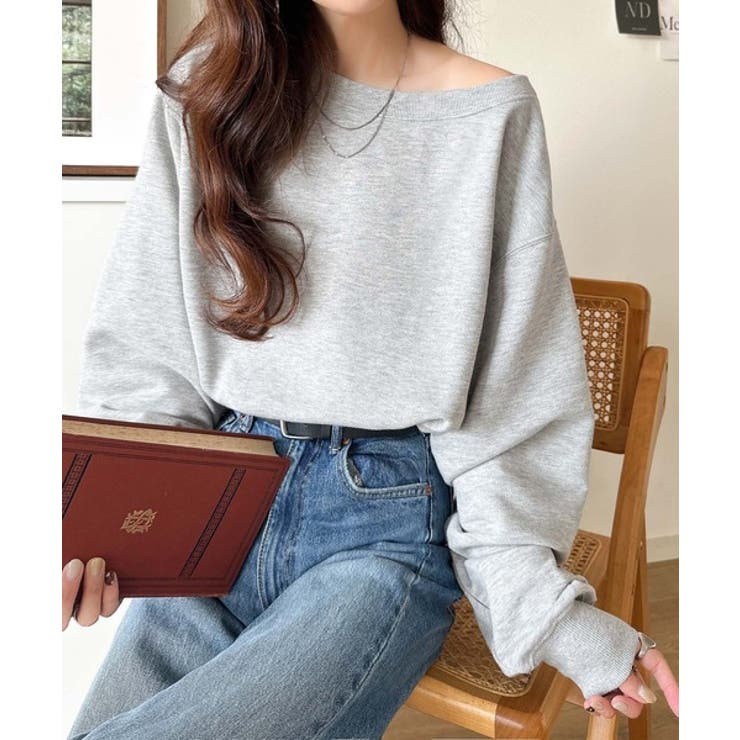 こなれた主役級の存在感♪袖ハート＆手書き風ロゴ刺繍裏毛オフショルオーバーサイズス… | Classical Elf  | 詳細画像16 