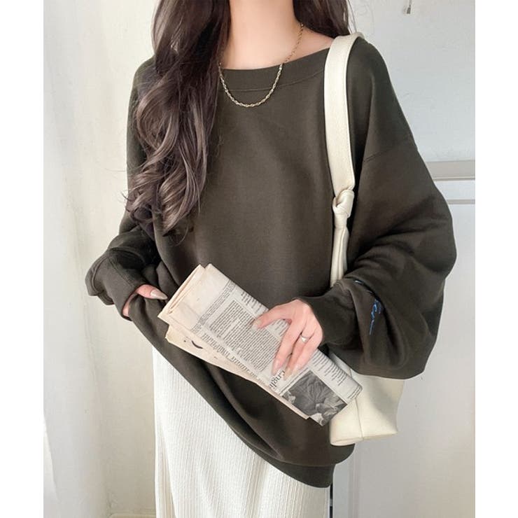 こなれた主役級の存在感♪袖ハート＆手書き風ロゴ刺繍裏毛オフショルオーバーサイズス… | Classical Elf  | 詳細画像28 