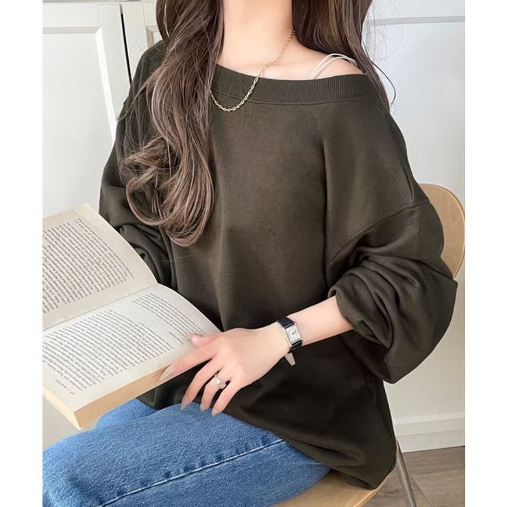 こなれた主役級の存在感♪袖ハート＆手書き風ロゴ刺繍裏毛オフショルオーバーサイズス… | Classical Elf  | 詳細画像30 