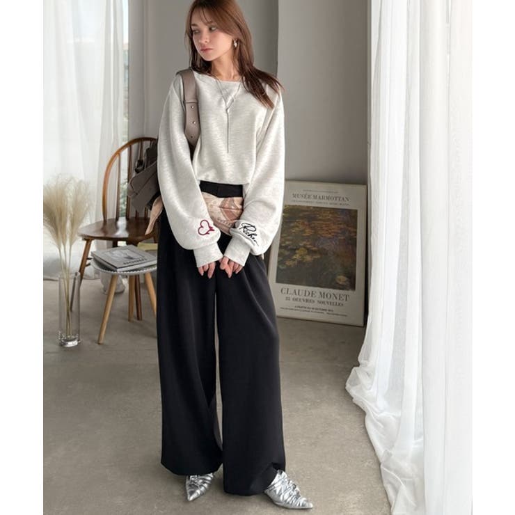 こなれた主役級の存在感♪袖ハート＆手書き風ロゴ刺繍裏毛オフショルオーバーサイズス… | Classical Elf  | 詳細画像43 