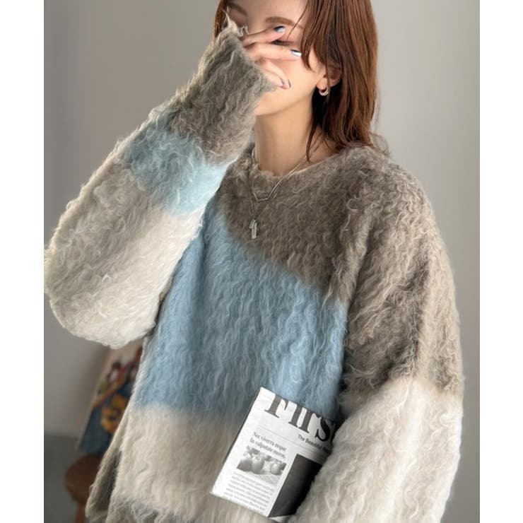 ライトグレー | ゆるめのシルエットとニュアンス感が今っぽい。ふんわり♪ウェーブ柄ニット（長袖） | Classical Elf 