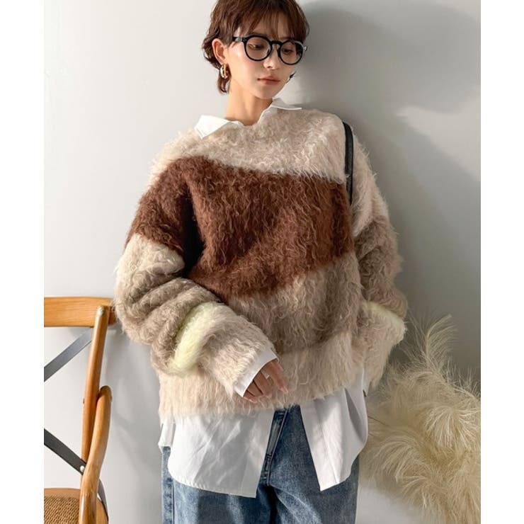 ゆるめのシルエットとニュアンス感が今っぽい。ふんわり♪ウェーブ柄ニット（長袖） | Classical Elf  | 詳細画像16 