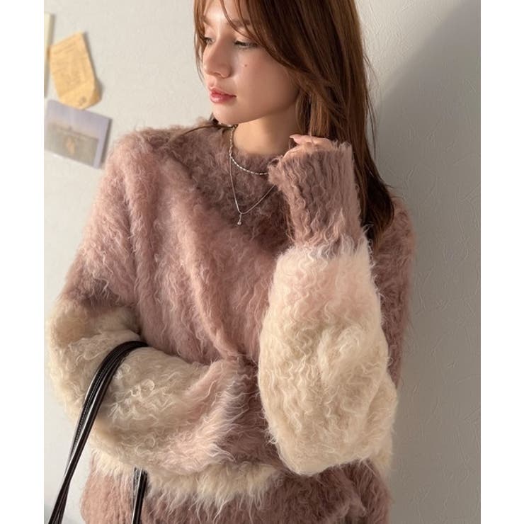 ピンク | ゆるめのシルエットとニュアンス感が今っぽい。ふんわり♪ウェーブ柄ニット（長袖） | Classical Elf 