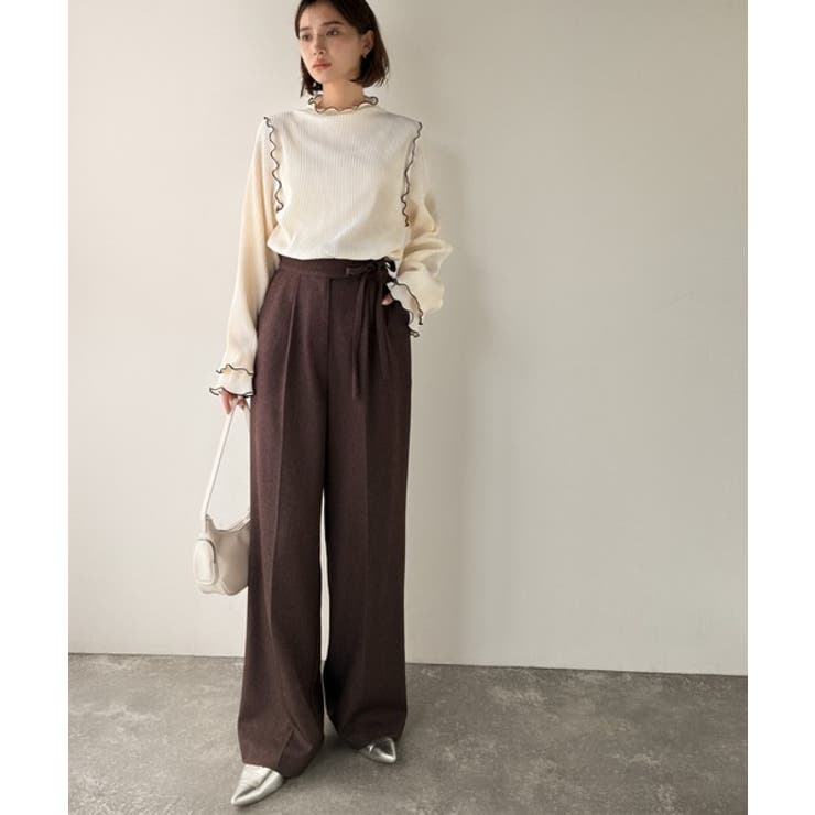 袖のニュアンスで魅せる♪前後2way袖フリル配色メロウプリーツトップス（長袖） | Classical Elf  | 詳細画像5 