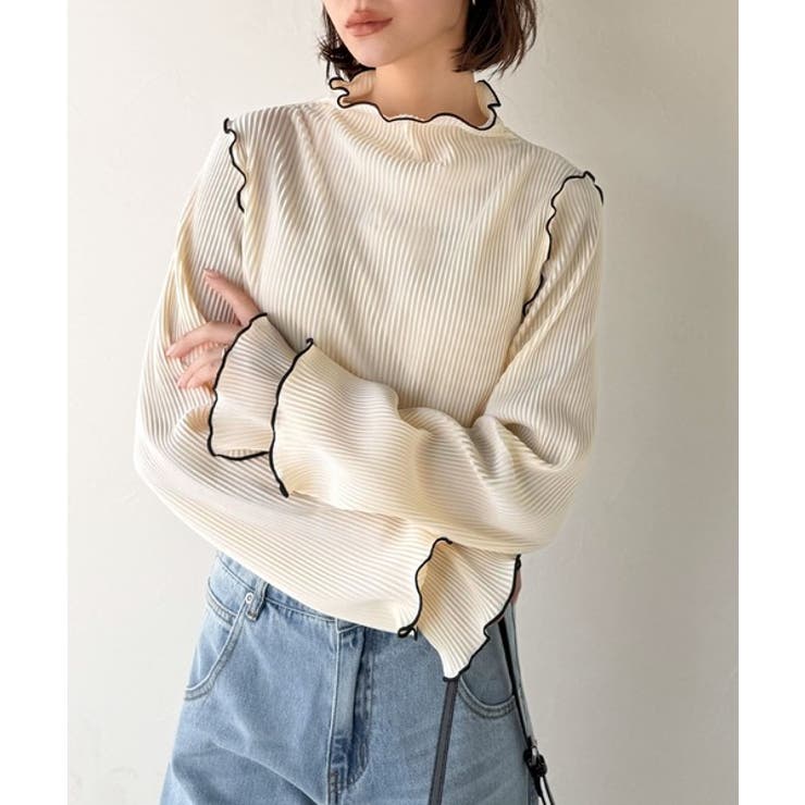 袖のニュアンスで魅せる♪前後2way袖フリル配色メロウプリーツトップス（長袖） | Classical Elf  | 詳細画像6 