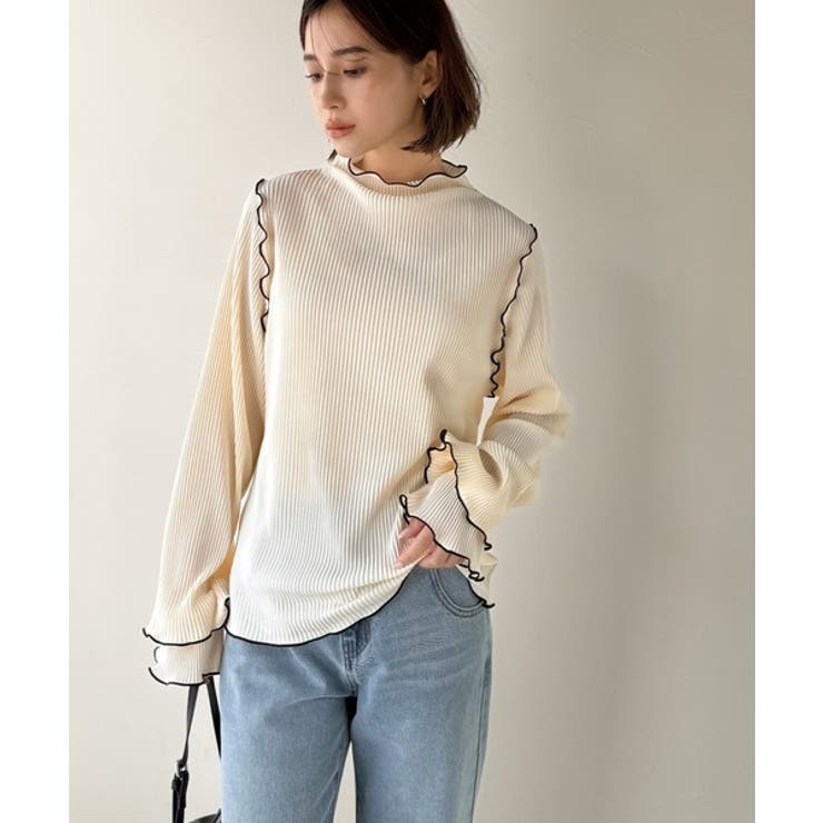 袖のニュアンスで魅せる♪前後2way袖フリル配色メロウプリーツトップス（長袖） | Classical Elf  | 詳細画像7 