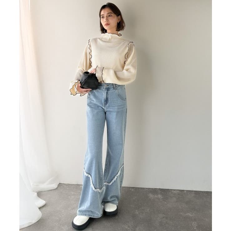 袖のニュアンスで魅せる♪前後2way袖フリル配色メロウプリーツトップス（長袖） | Classical Elf  | 詳細画像9 