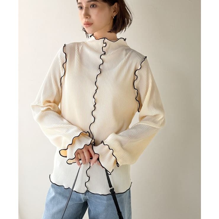 袖のニュアンスで魅せる♪前後2way袖フリル配色メロウプリーツトップス（長袖） | Classical Elf  | 詳細画像12 