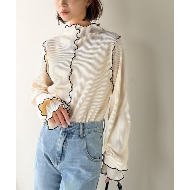 袖のニュアンスで魅せる♪前後2way袖フリル配色メロウプリーツトップス（長袖） | Classical Elf  | 詳細画像13 