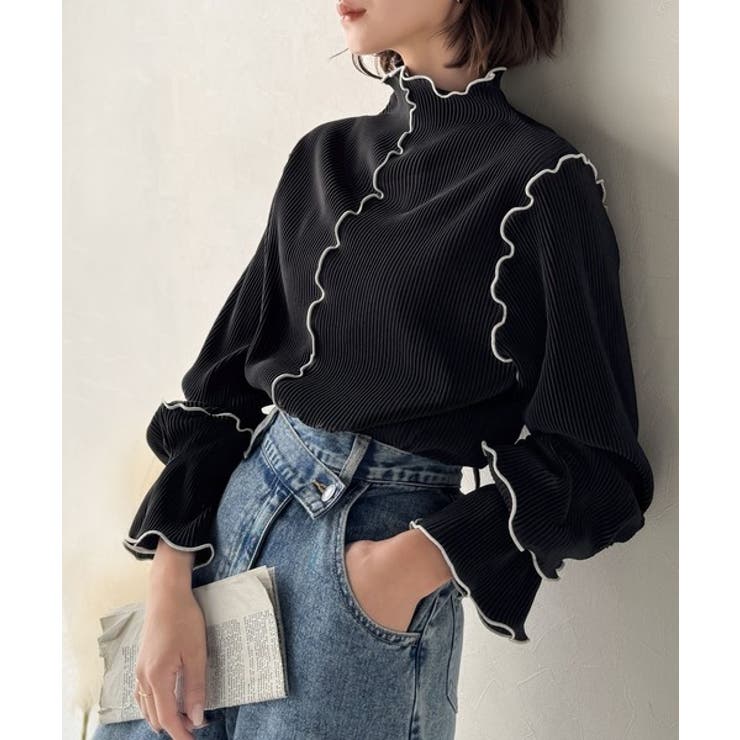 袖のニュアンスで魅せる♪前後2way袖フリル配色メロウプリーツトップス（長袖） | Classical Elf  | 詳細画像15 