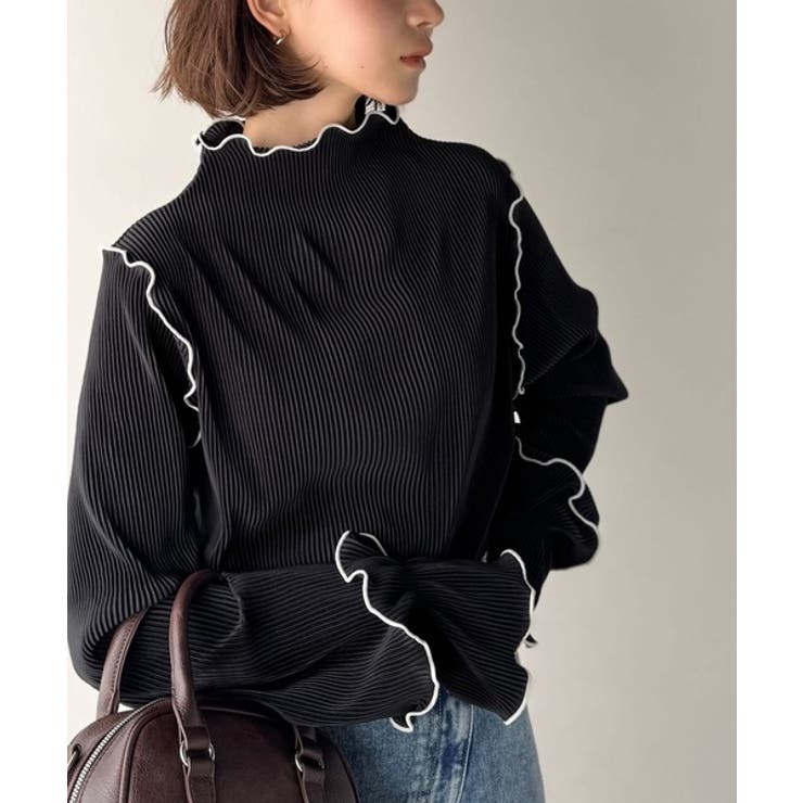 袖のニュアンスで魅せる♪前後2way袖フリル配色メロウプリーツトップス（長袖） | Classical Elf  | 詳細画像16 