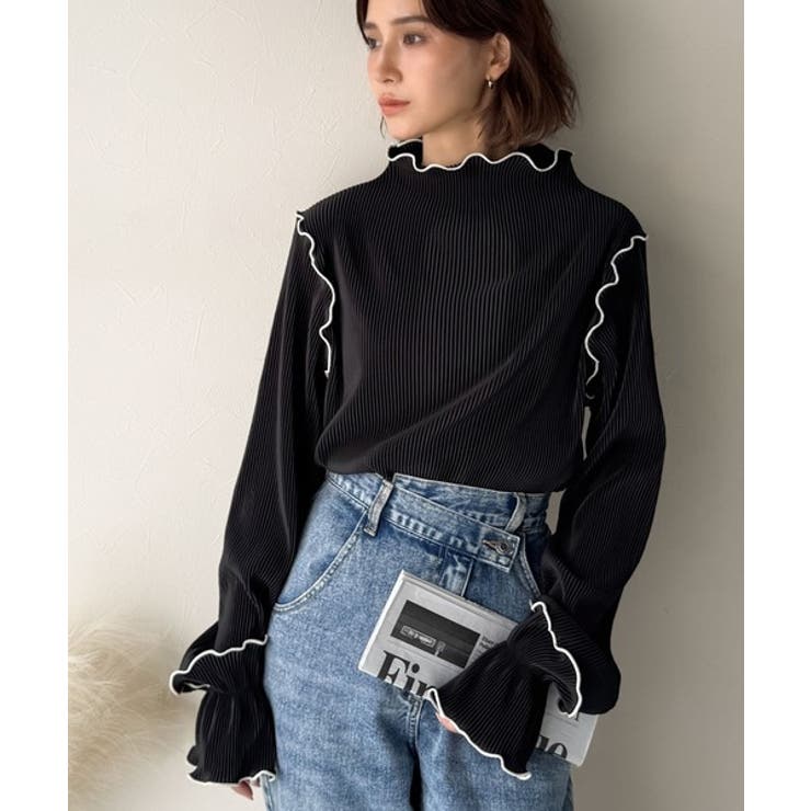 袖のニュアンスで魅せる♪前後2way袖フリル配色メロウプリーツトップス（長袖） | Classical Elf  | 詳細画像17 