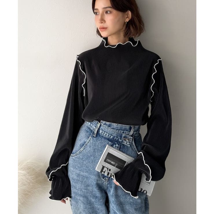 袖のニュアンスで魅せる♪前後2way袖フリル配色メロウプリーツトップス（長袖） | Classical Elf  | 詳細画像18 